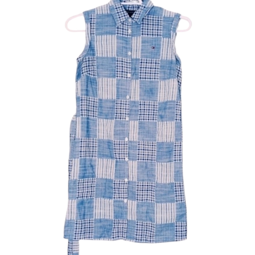 Tommy Hilfiger‎ Women's 2 Shift Patchwork Sleeveless Dress Belted Nautical